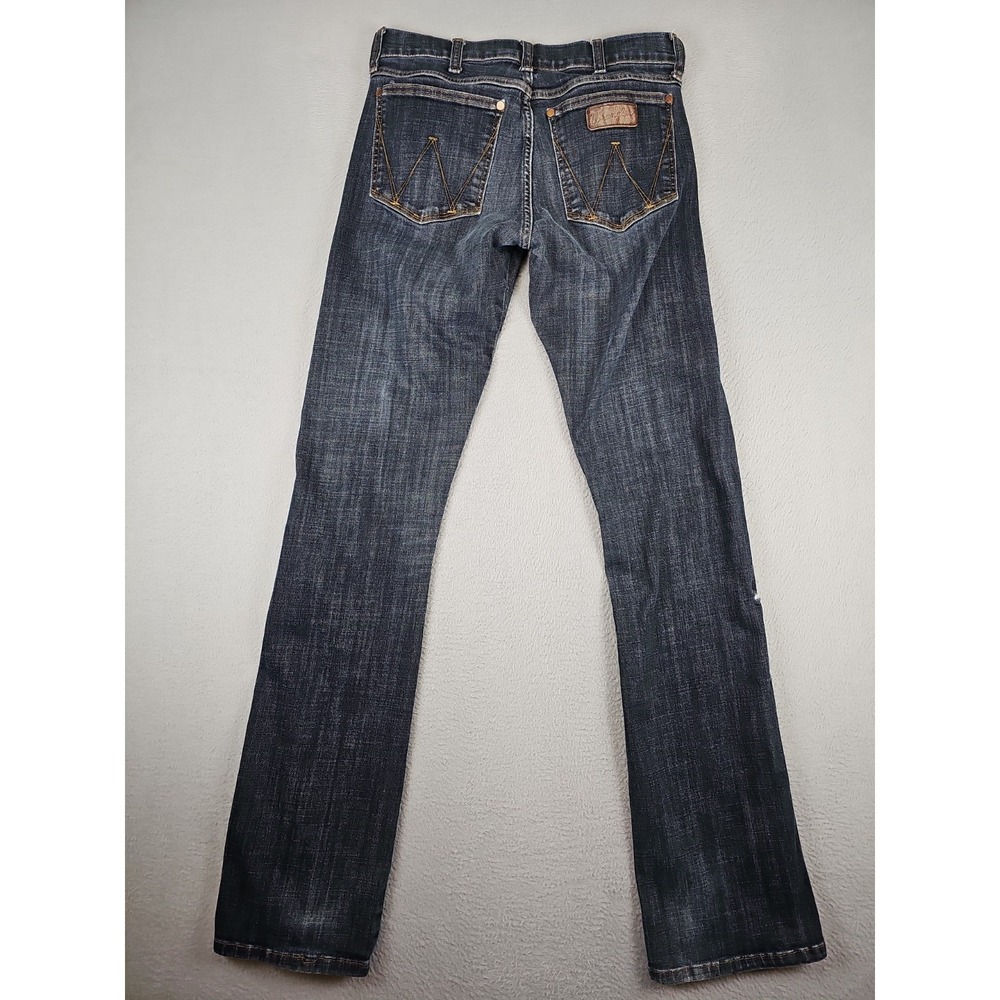 Wrangler Retro Dark Blue 29x35 Men's Slim Fit Bootcut Jeans 77MWZDX - Picture 4 of 7